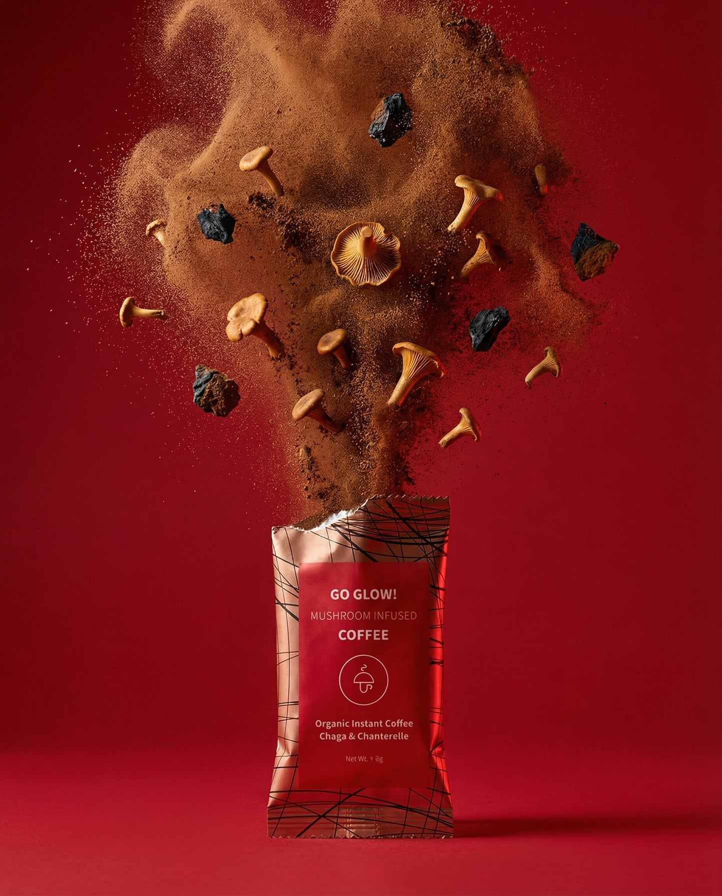 Go Glow - café instantáneo orgánico con Chaga y Rebozuelos