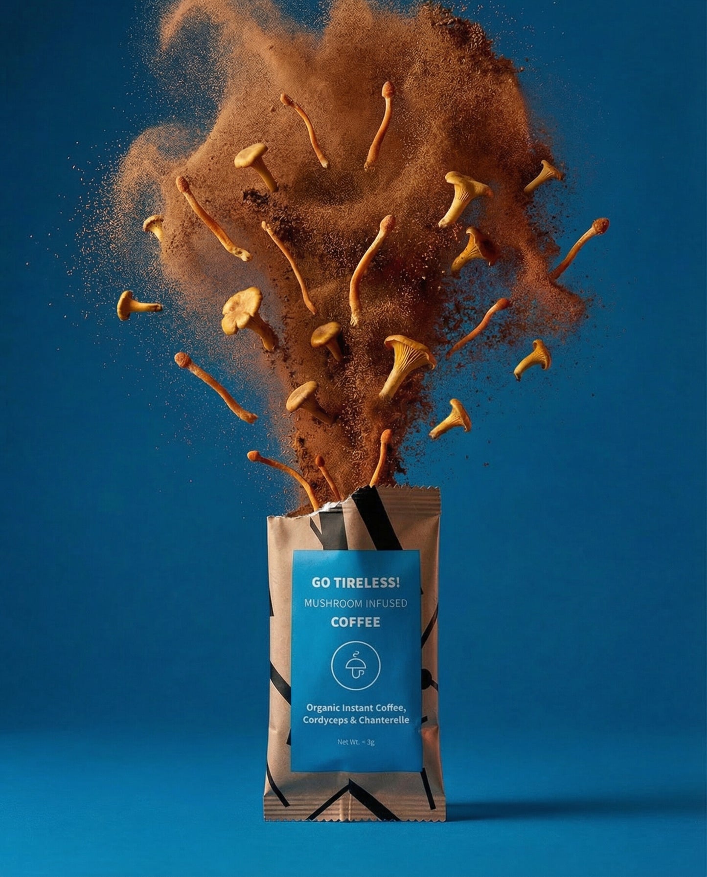 Go Tireless 30 Servings – Organic Instant Coffee with Cordyceps and Chanterelle