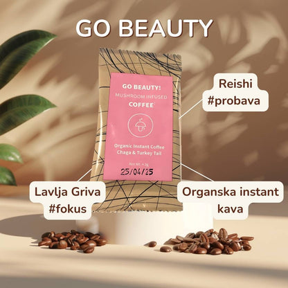 30 servings Go Beauty – organic instant coffee with Reishi and Lion's Mane