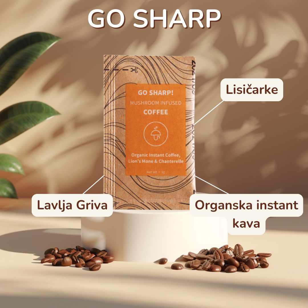 Go Sharp – Café instantáneo orgánico con Melena de león y Rebozuelo