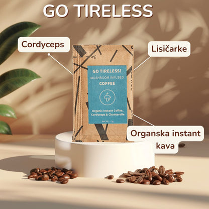 Go Tireless – organska instant kava s kordicepsom in lisičkami