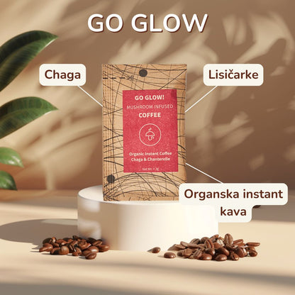 Go Glow: Café instantáneo orgánico con Chaga y Rebozuelos