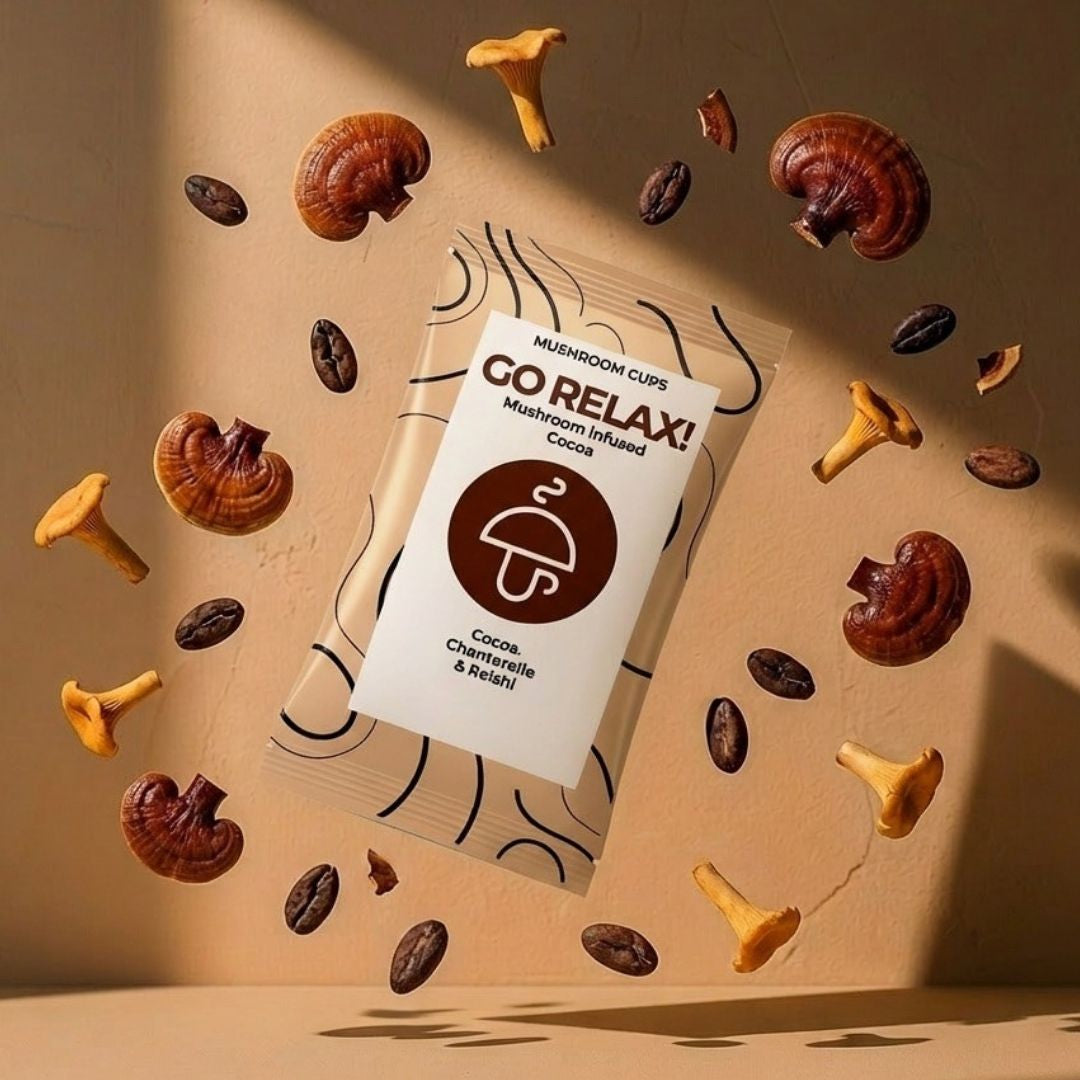 Go Relax - Cacao español orgánico con Rebozuelo y Reishi 