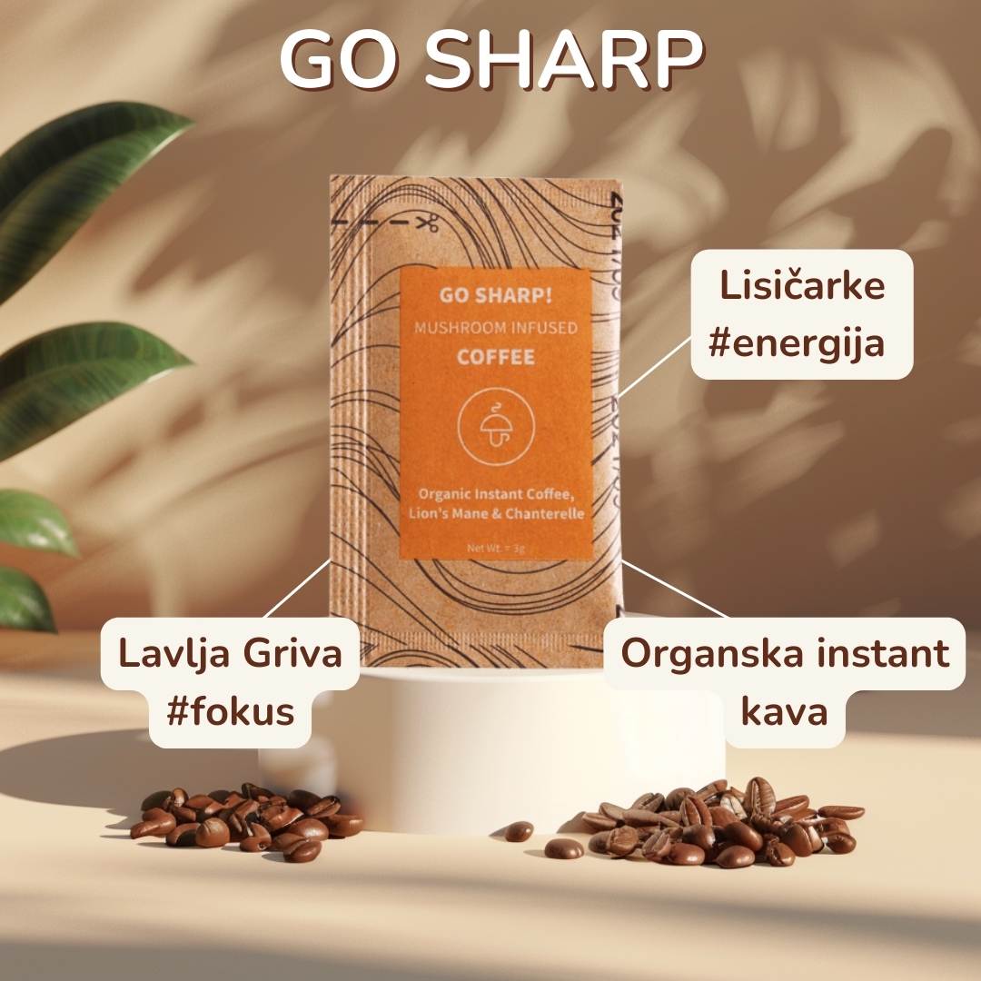 Go Sharp:café instantáneo orgánico con melena de león y rebozuelo