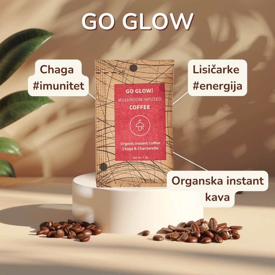 Go Glow - café instantáneo orgánico con Chaga y Chanterelle