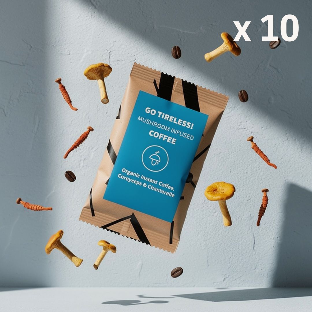 Go Tireless - organska instant kava s Cordycepsom i Lisičarkom