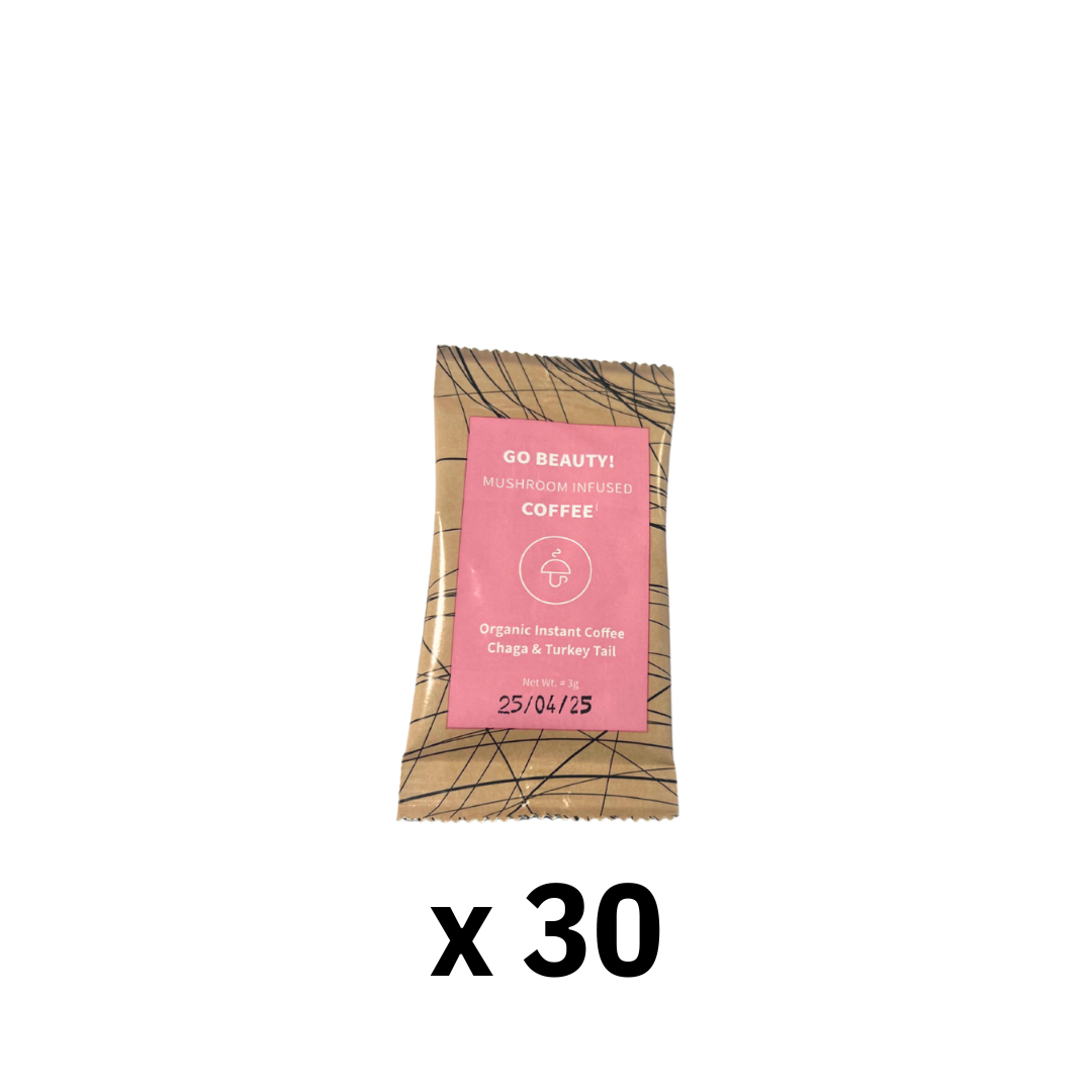 30 servings Go Beauty – organic instant coffee with Reishi and Lion's Mane