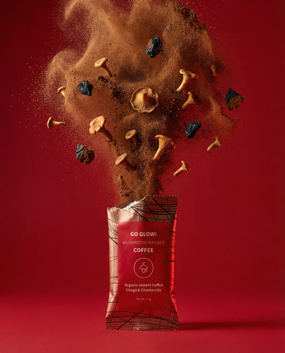 Go Glow - café instantáneo orgánico con Chaga y Rebozuelos