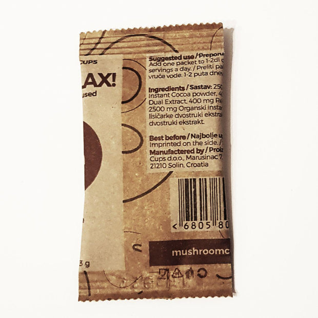 Go Relax – Bio-Instant-Kakao mit Pfifferlingen & Reishi – NEUE Verpackung 15 Portionen