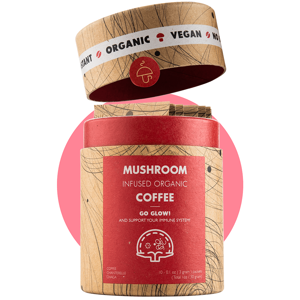 Go Glow – organic instant coffee with Chaga and Chanterelle-Boost your immune system-Mushroom Cups