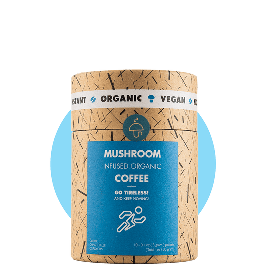 Go Tireless – organic instant coffee with Cordyceps and Chanterelle-Improve endurance and strength-Mushroom Cups