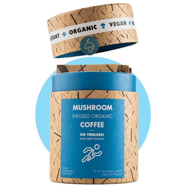 Go Tireless – organic instant coffee with Cordyceps and Chanterelle-Improve endurance and strength-Mushroom Cups