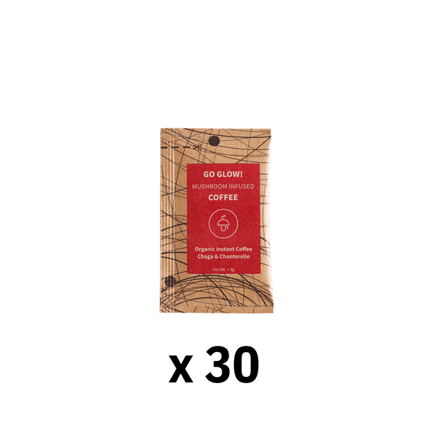 Go Glow 30 Servings – organic instant coffee with Chaga and Chanterelle
